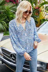 Camisa con cuello en V y mangas farol