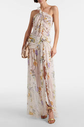 One Shoulder Silk Creponne Dress