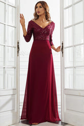 Sequined Chiffon Evening Dress