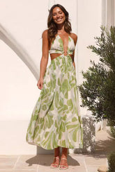 Olivia Floral Printed Cut-Out Midi Dress