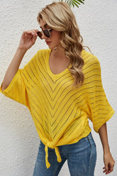 Camisa de murciélago hueco con cuello en V