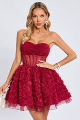Strapless Corset Floral A Line Dress