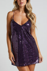 Spaghetti Strap Sequin Mini Dress