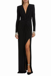 Crystal Detail Draped Maxi Dress