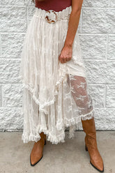 Lace Cascading Tiered Maxi Skirt