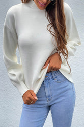 Suéter de cuello alto con mangas farol