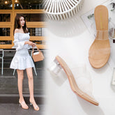 Sandalias transparentes de verano con cristales para mujer para exteriores