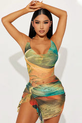 Sunset Halter Wrap Dress