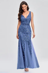 Embroidered Sequins Mermaid Prom Dress