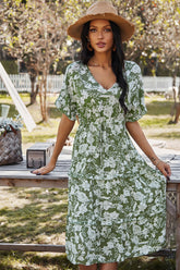 Baumwollkleid mit V-Ausschnitt und Print