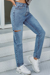 Zerrissene Vintage-Jeans mit hoher Taille