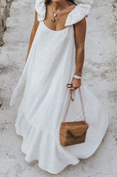 Street Solid Split Joint O-Ausschnitt Ärmellose Kleider