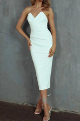 Vestidos de noche formales con escote en V y pliegues lisos (8 colores)