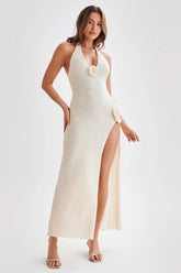 Barbara Halter Floral Applique Knitted Dress