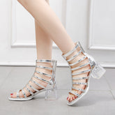 Women's Roman Round Head Chunky High Heels