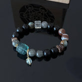 Natural Crystal Bracelet with Carved Blue Pixiu Charm