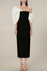 Delancy Bowknot Contrast Midi Dress