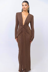 Deep V Neck Long Dress