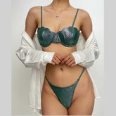 Traje de baño bikini con relleno, lazo y purpurina, sin espalda y liso