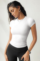 Solid Color Threaded Short Sleeve T-Shirt