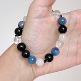 Blue Kyanite, Black Obsidian & Clear Quartz Bracelet