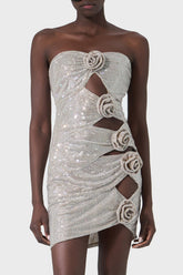 Strapless Floral Studded Dress