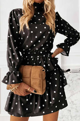 Minivestido fino con estampado de lunares y hojas de loto irregulares