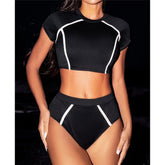 Bikini de cintura alta con mangas cortas y canalé Ruby