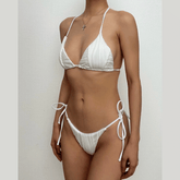 Traje de baño bikini con relleno y lazo, texturizado y liso