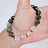 Green Moss Agate & Clear Quartz Bracelet