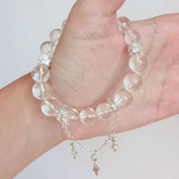 Clear Quartz Crystal Bracelet with Diamond-Cut Center Stone