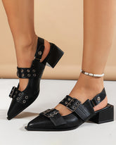 Vintage Double Buckle Straps Leather Oxfords