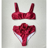 Bikini de cintura alta con flores 3D Gloria