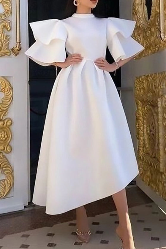 Chic White A-Line Midi Dress ARSAO Chic White A-Line Midi Dress ARSAO
