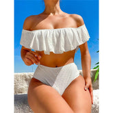 Bikini de cintura alta con volantes y hombros descubiertos Emily