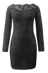 Vestidos de fiesta de manga larga con vestido negro pequeño