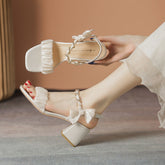 Tacones franceses gruesos con punta cuadrada para mujer