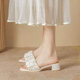 Prendas de abrigo de verano para mujer con tacones franceses de media caña