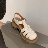 Tacones altos y gruesos con plataforma francesa auténtica