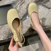 Tacones Mary Jane gruesos de punta redonda para mujer