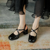 Mary Jane estilo francés retro con tacones medios para mujer