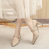 Tacones de aguja con tira trasera en punta estilo francés para mujer