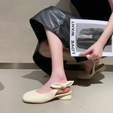 Tacones Mary Jane gruesos de punta redonda para mujer