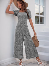 V Neck Wide Leg Polka Dot Jumpsuit