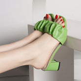 Tacones altos plisados de verano para mujer