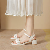 Zapatos de tacón grueso con punta abierta y diseño creativo de Wind para mujer