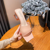 Tacones transparentes con punta en punta y diamantes de imitación para mujer