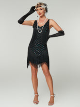 A Halter Sequined Tassel Evening Dress