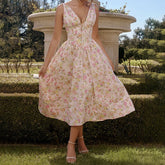 Backless Printed Halter Dress