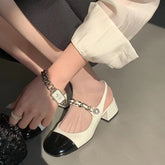 Women's Chain Closed Toe Chunky Temperament Heels